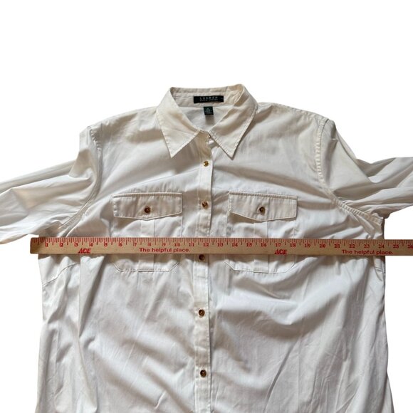 NWT Lauren Ralph Lauren Oversized Button-Up Shirt Top Womens 1X Timeless White - Picture 12 of 12